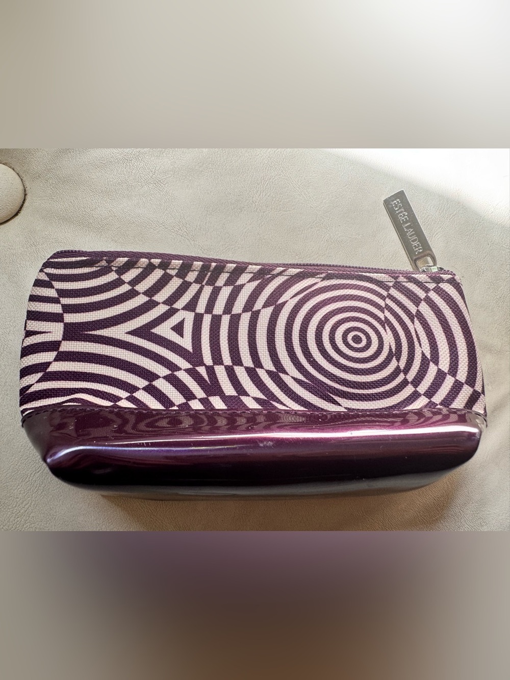 Estee Lauder Purple Patterned Cosmetic Pouch
